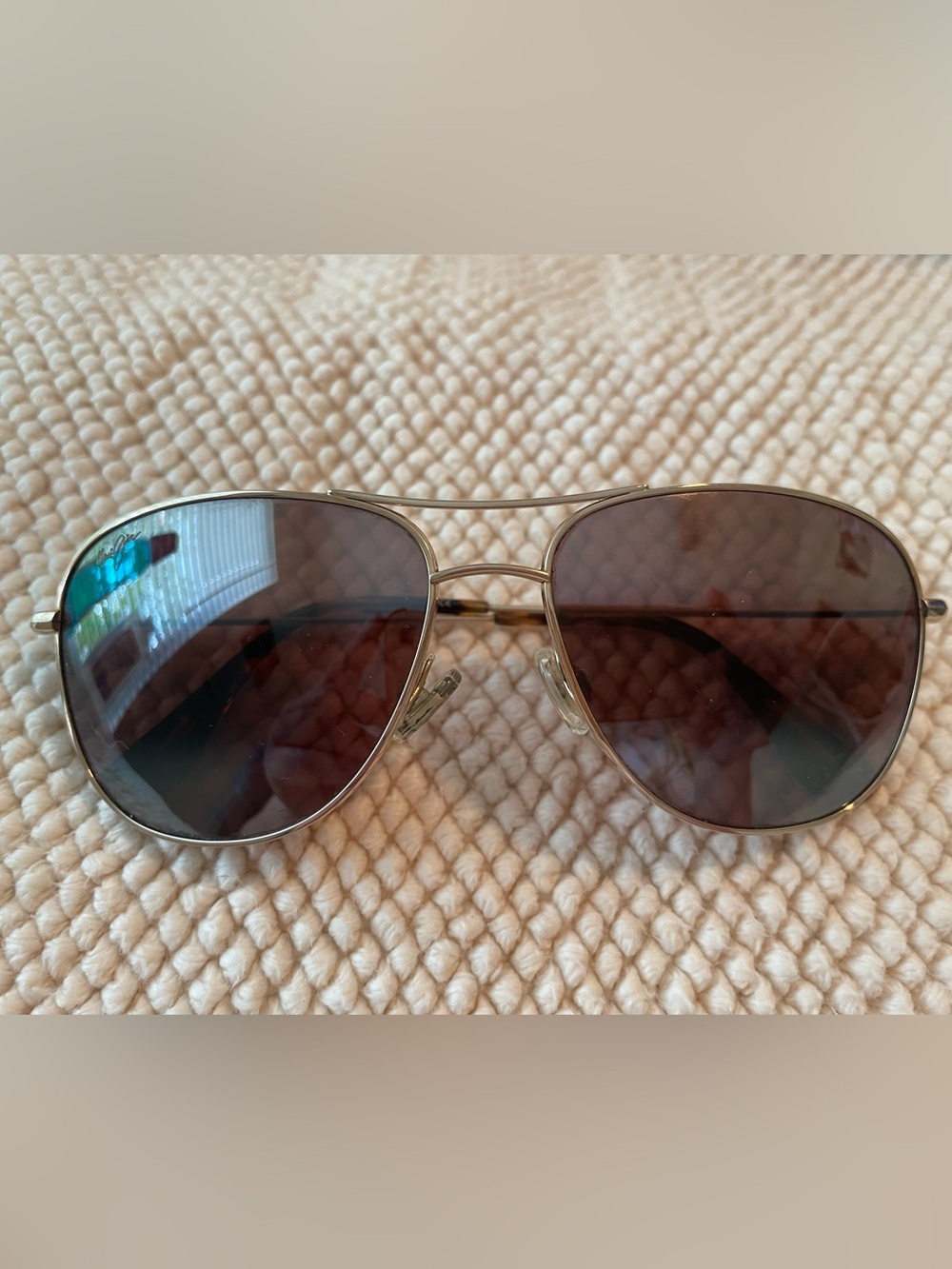 Maui Jim Cliff House Gold Polarized Aviator Sunglasses